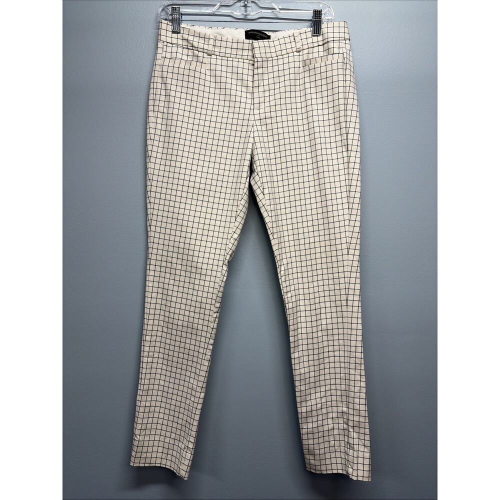 Banana Republic Sloan Women's Size 2 - Ivory Window Pane Ankle Dress Pants
